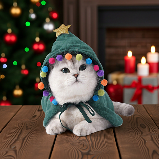 Cute Dog Cat Costume Christmas Cloak Halloween Disguise Cat
